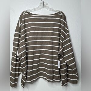 Old Navy Gap Long Sleeve Mariner Shirt Women’s Size 3X Brown Cream Striped New‎